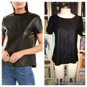 Coster Copenhagen Black Leather T-shirt Style Blouse Top